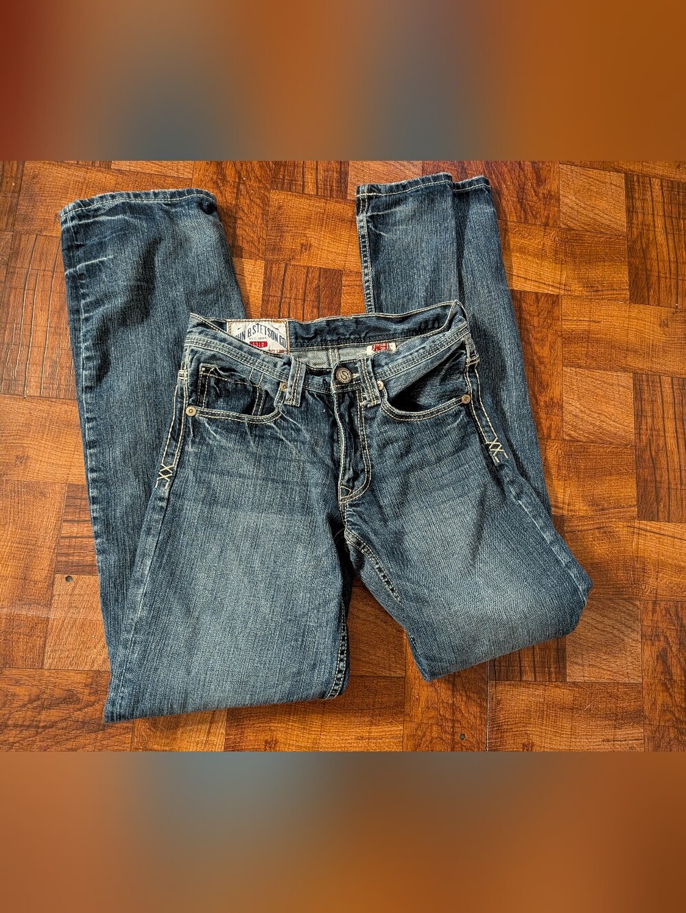 John B. Stetson Cowboy Embroidered Western Modern Straight Leg Men's 28x36